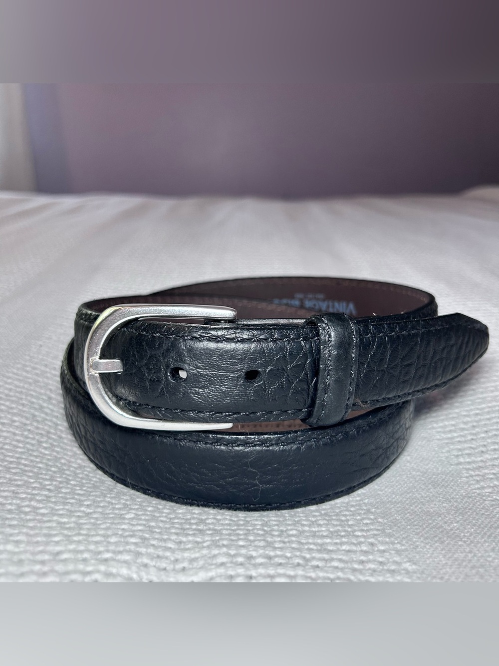 Vintage Bison Pinnacle Genuine Black Bison Leather Men’s 42 Nickel Buckle